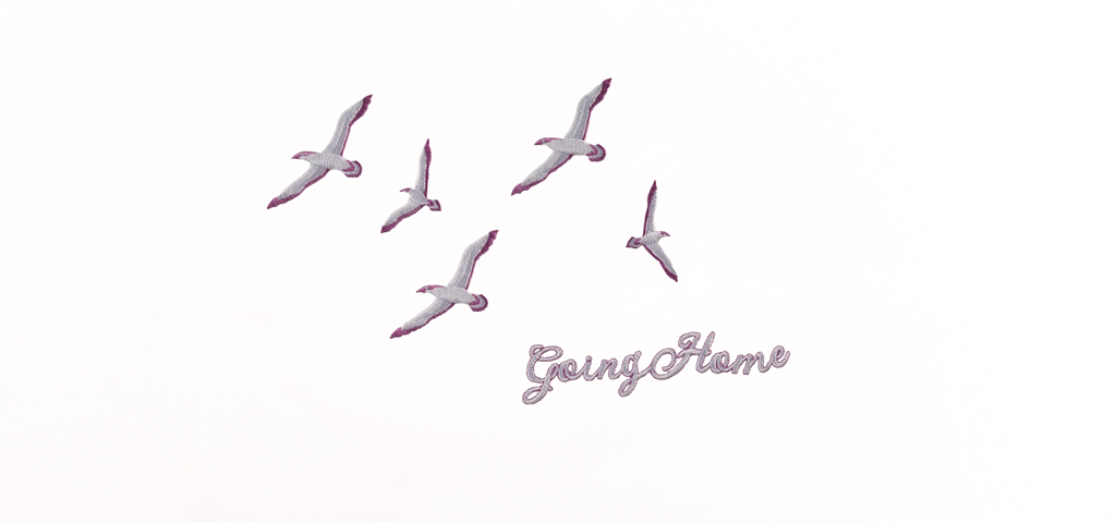 AP-102-WT-OR Going Home Birds White-Orchid